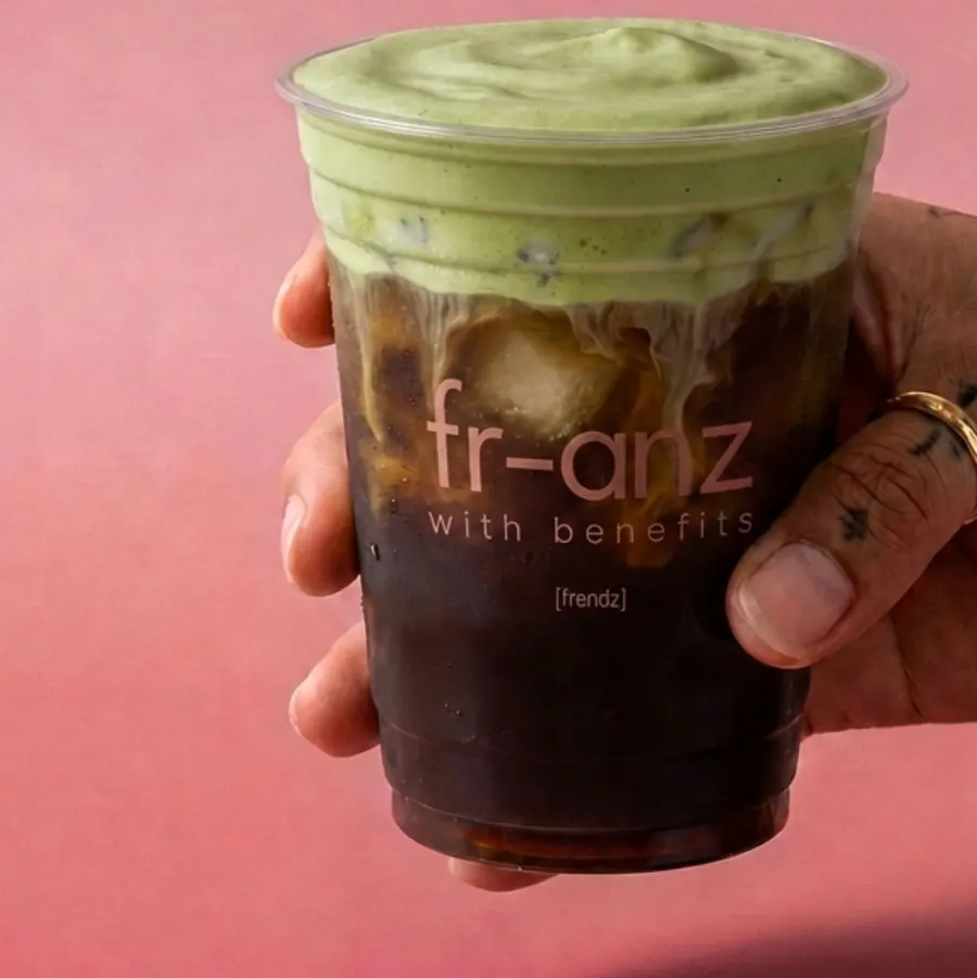 Pistachio cold brew with green pistachio foam