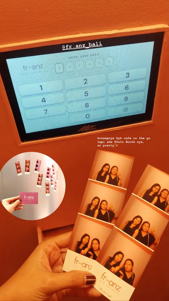 The booth screen with the 6-digit code pad and two strips
